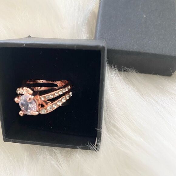 Ring 18K Rose Gold Diamond 5 7 - Picture 12 of 15